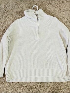 aerie Cream Half-Zip Turtleneck Sweater